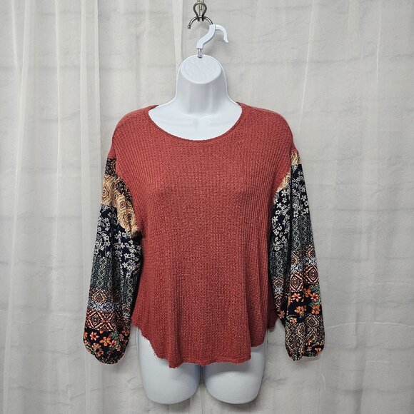 Silvergate Blouse Thermal Rust Blue Boho Grunge Patchwork S - Picture 1 of 12